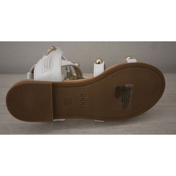 DKNY DKN878-5DD Girl's Sz 13 White/Gold Cassie Dome Gladiator Sandals - Picture 10 of 13